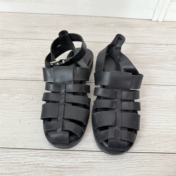 ALOHAS Perry Ankle black leather Strap Fisherman Sandal size 35 missing 1 strap - Picture 3 of 9